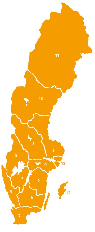 Karta över Svenska kyrkans stift.