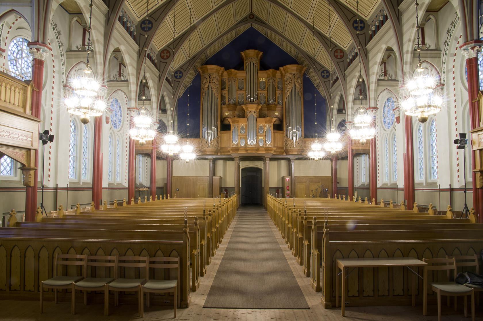 Interiör i Örgryte nya kyrka. 