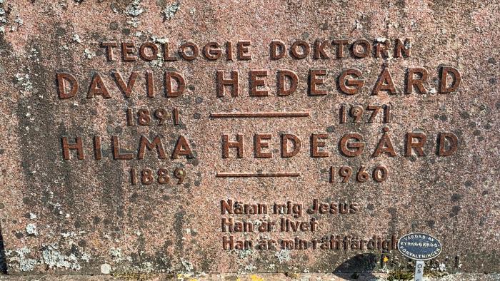Gravsten över David Hedegård