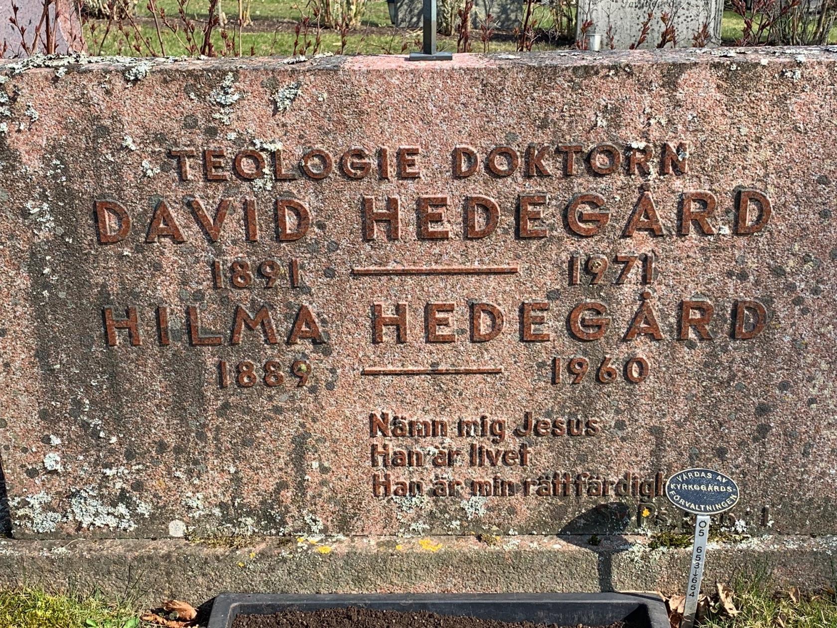 Gravsten över David Hedegård