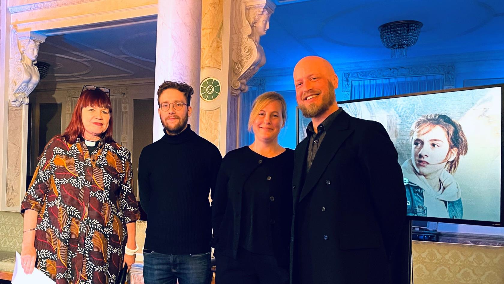 Gunilla Hallonsten, kyrkoherde i Malmö pastorat med juryn: Oscar Westerholm, Linn Gottfridsson, och Jesper Ödemark.