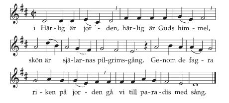 Text och noter till psalmen Härlig är jorden.