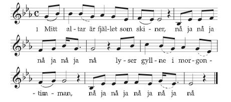 Text och noter till psalmen Mitt altar är fjället.