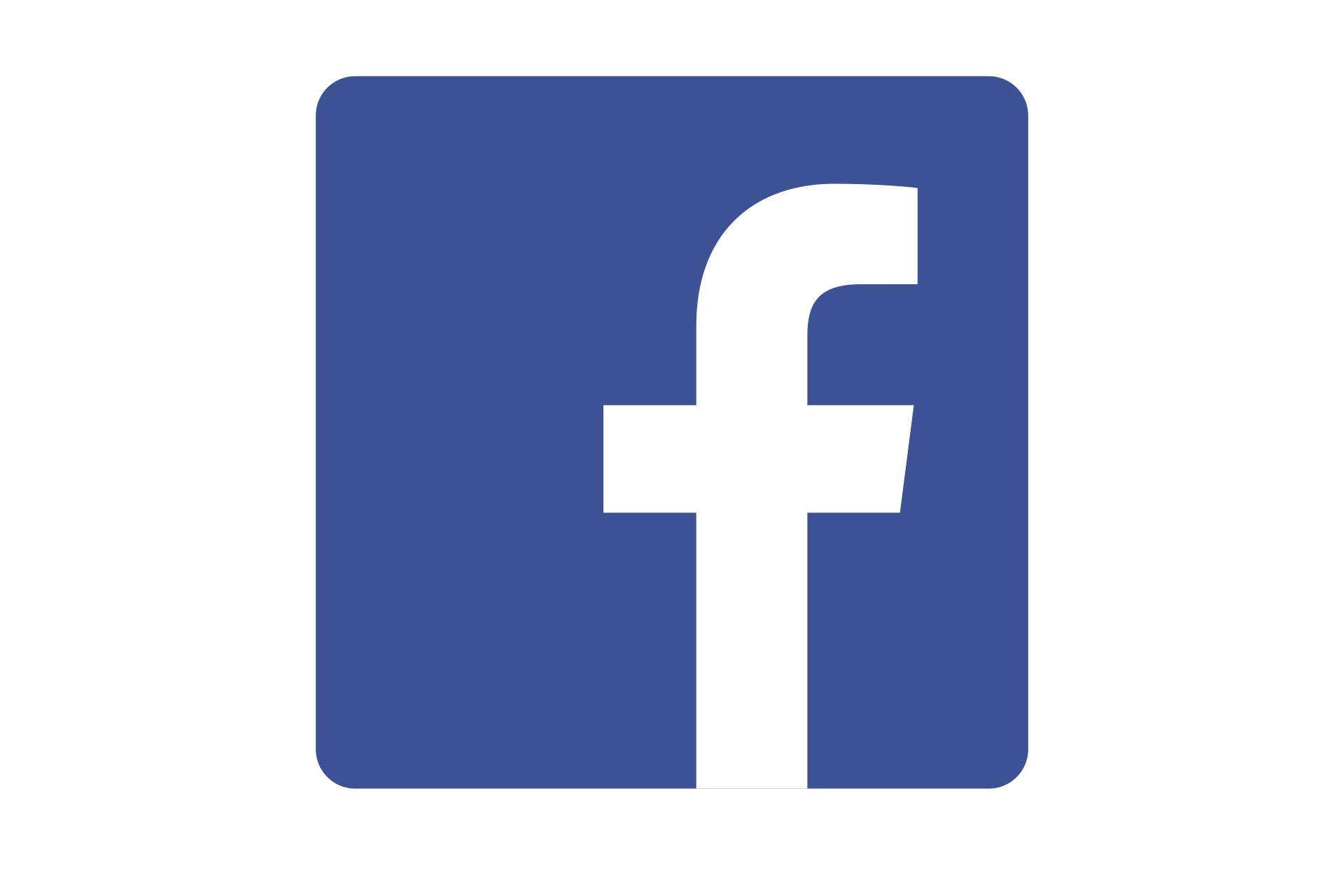 Facebooks logotyp, vitt gement f på blå botten.