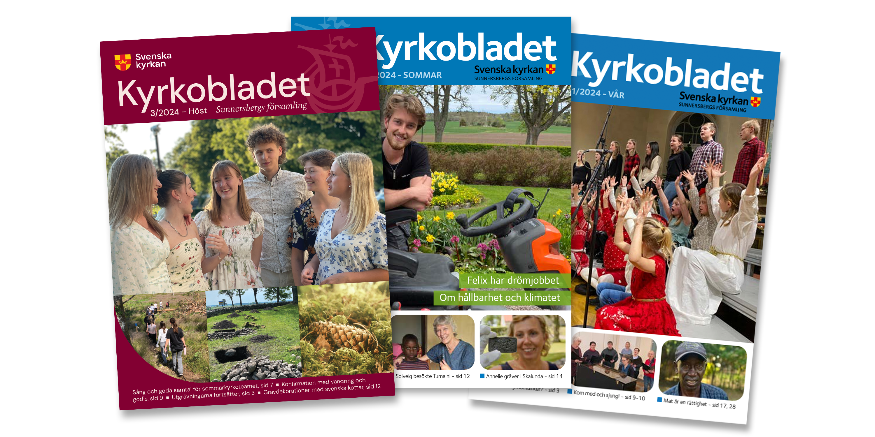 Omslagen av tre tidigare kyrkoblad