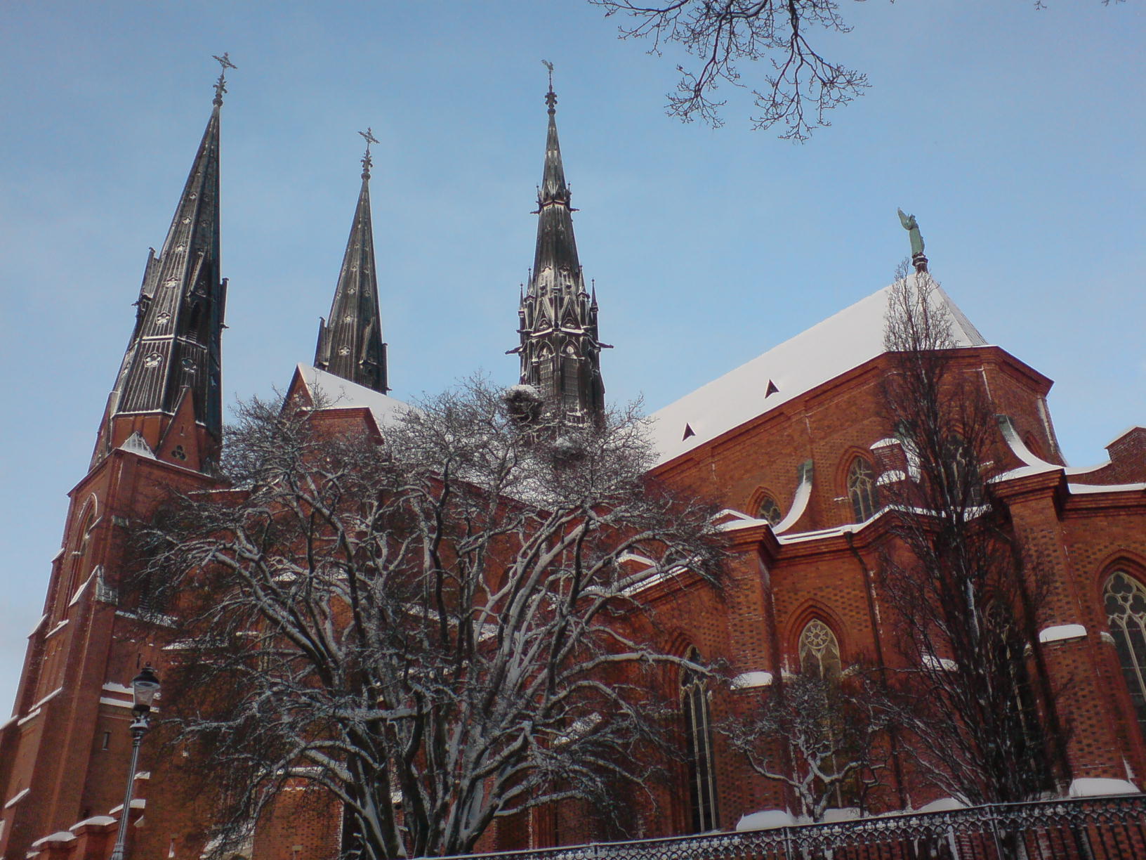 Domkyrkan i vinterskrud sedd från öster.