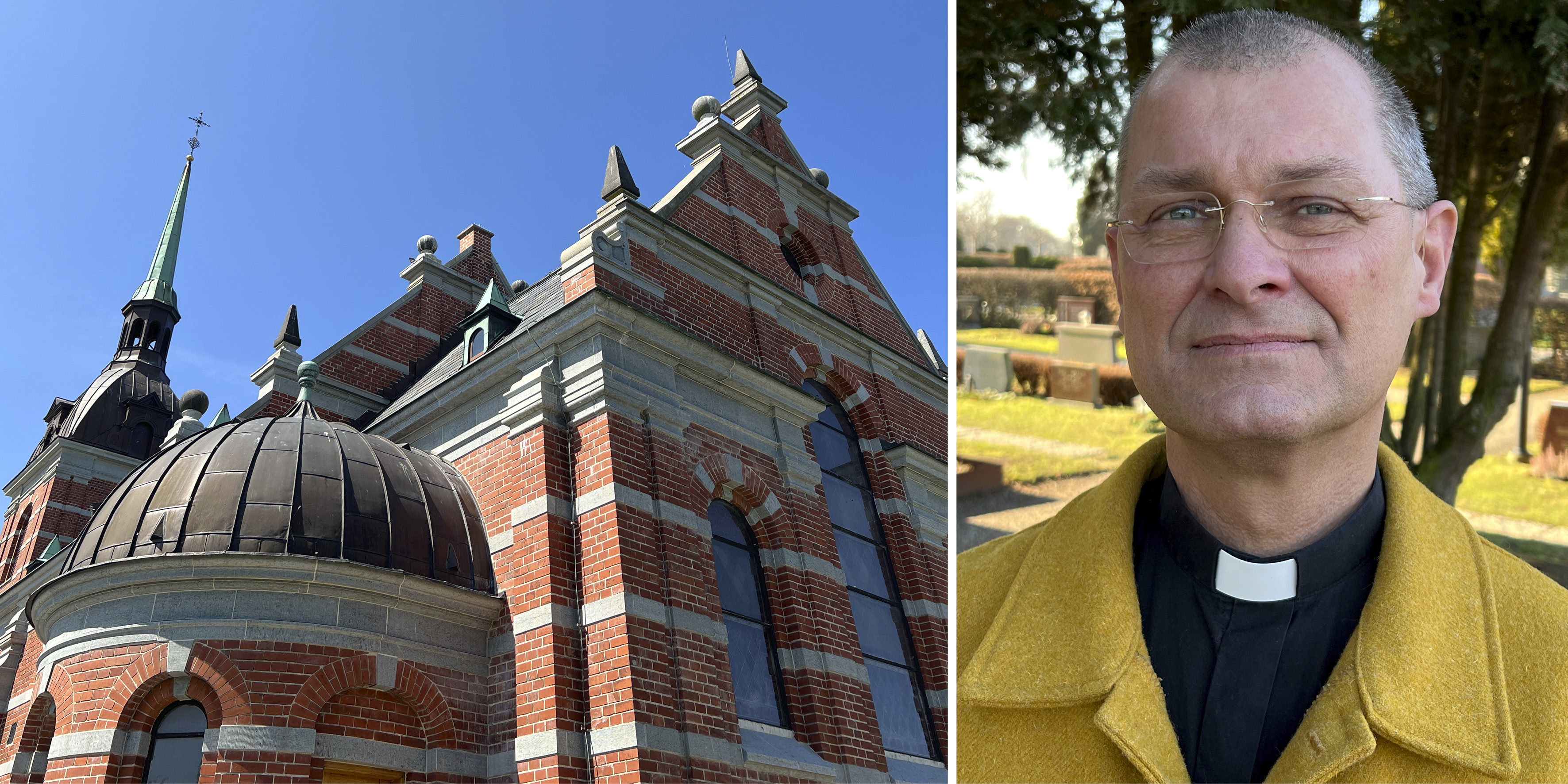 Till vänster: Stora Hammars kyrka Till höger: Jim Tullgren