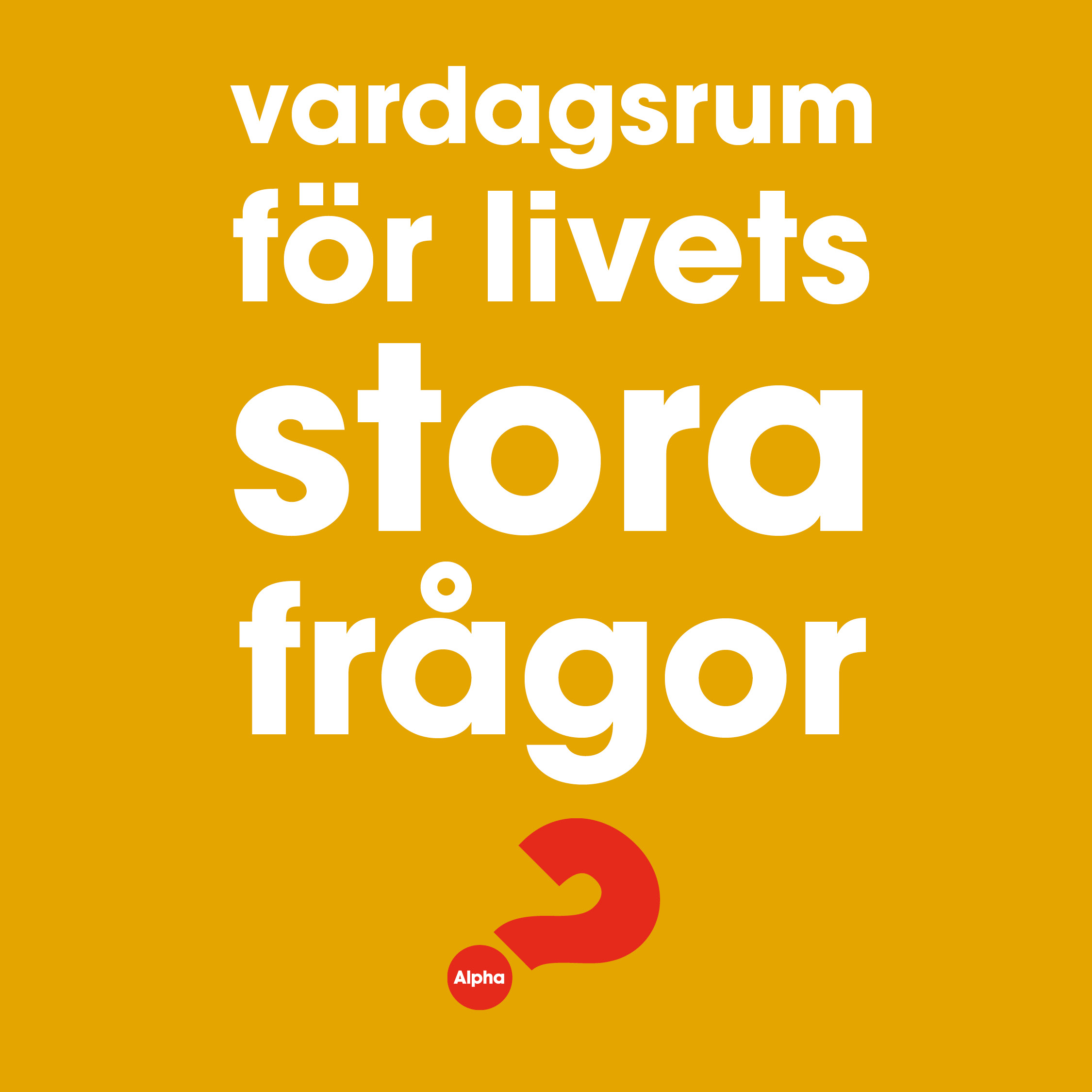 Texten: Vardagsrum för livets stora frågor, på gul botten.