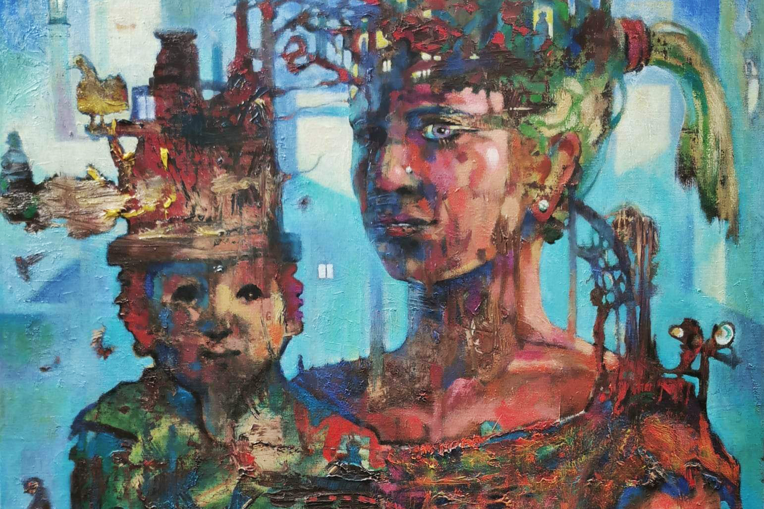 Målning av en kvinna och ett barn.