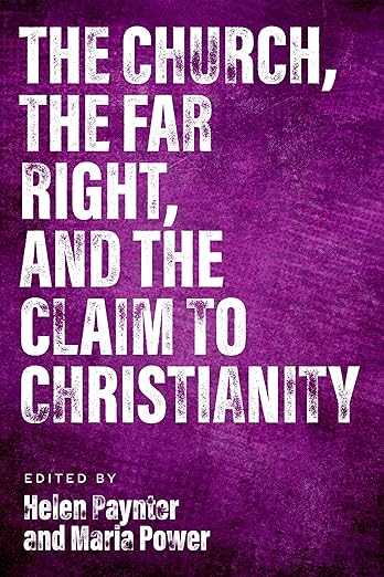 Vit text på lila bakgrund: the church, the far right and the claim to christianity