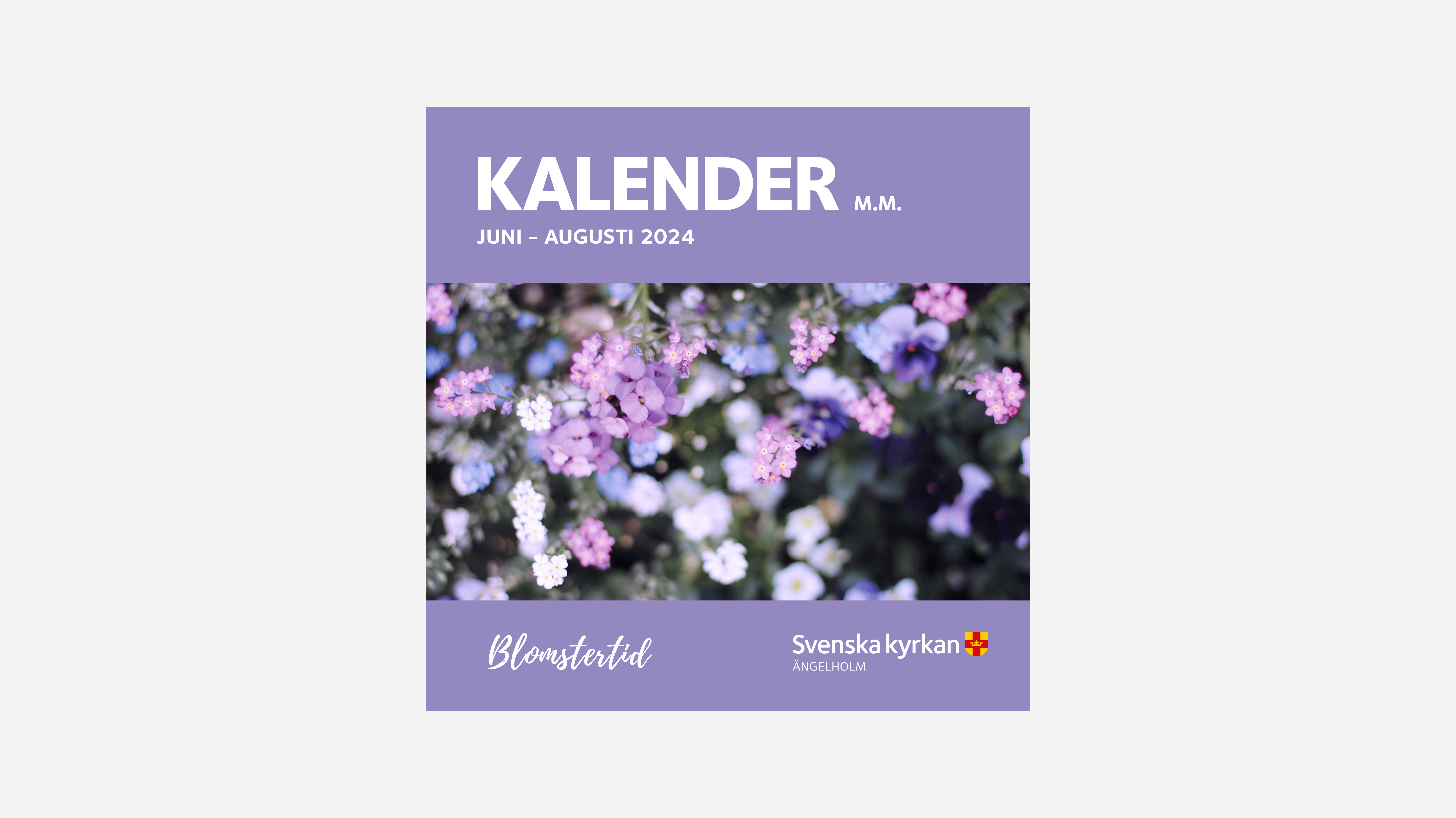 Framsidan på kalendern med färg och blommor.