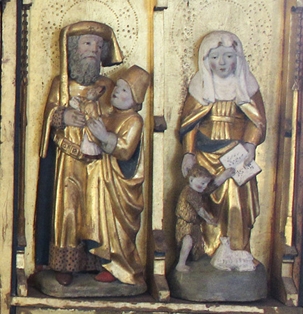 Detaljbild på Elve och Elisabet i altarskåpet