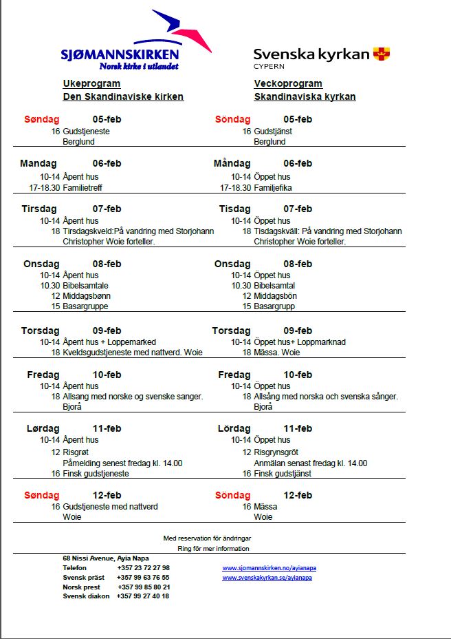 Veckoprogram 5-12 feb