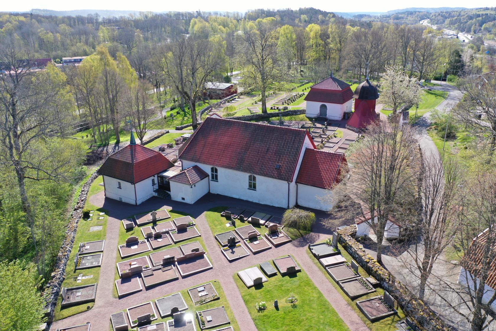 Kållereds kyrka, exteriör, Drönarbild